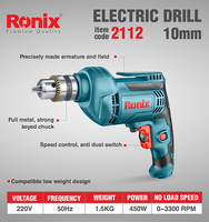 Perceuse électrique 2112 à vitesse variable 450W-10mm-Keyed pour des performances exceptionnelles