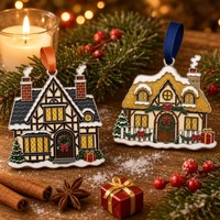 Ornement de Noël pour la maison, cadeau de déménagement, souvenir en métal doré à suspendre à l'arbre, pour la cheminée, la famille, la fête de Noël