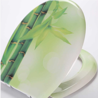 Décoration d'impression en bambou frais et vert forme ronde UF matériel urée couvercle de siège de toilette pour salle de bain article ménager AU243