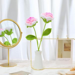 Vente en gros de feuilles et tiges au crochet, branches vertes tricotées à la main, bouquet de fleurs au crochet, plantes artificielles décoratives - Product Image 5