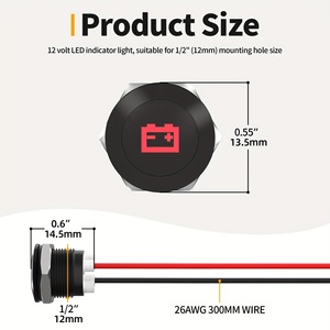 Feu indicateur de tableau de bord LED 220V, étanche IP65, pour clignotant de voiture, voyant d'alarme, faisceau de route, avec câble métallique de 300mm - Product Image 6