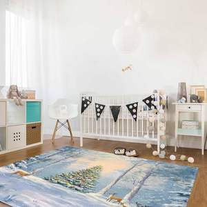 Noël arbre de noël wapiti flocon de neige tapis antidérapant Boho tapis rectangulaire pour salon chambre décor à la maison en Stock - Product Image 4