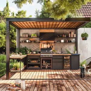 Conjunto de Cocina para Exteriores con Gabinetes, Parrilla para Asar, Fregadero, Cajones, Isla Modular de Aluminio, Parrilla Completa para Patio Trasero - Product Image 1