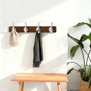 Wooden Wall Mounted Coat Rack With 4 <b>Hooks</b> For Entryway Living Room Bedroom Bathroom Multi Purpose Storage Easy Install - Product Image 1