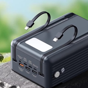 Power Bank kapasitas besar 2025 trendi 80000mAh kabel ganda 3 input Display LED pegangan kulit aman tahan lama untuk perjalanan - Product Image 2