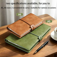 Carnet A5 A6 en cuir PU, reliure métallique à feuilles mobiles, papier ligné, reliure spirale, pages épaisses, agenda professionnel, cadeau