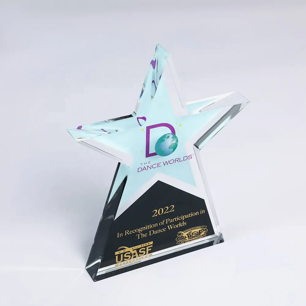 Pabrik Grosir 3D Jelas Pentagram Hadiah Hadiah Bisnis Kosong Hadiah Juara Akrilik Souvenir Kerajinan Kristal Padat