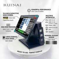 Terminal POS Silencioso Sin Ventilador Todo en Uno con Pantalla Táctil Windows 10, Caja Registradora OEM Directo de Fábrica para Restaurante, Supermercado, Comercio Minorista