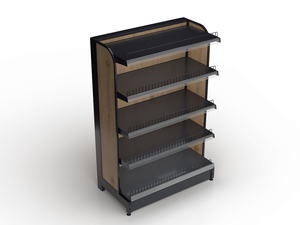 Elegante Estante <span class=keywords><strong>de</strong></span> Madera <span class=keywords><strong>y</strong></span> Metal con Acabado en Nogal para Diseño <span class=keywords><strong>de</strong></span> Tiendas <span class=keywords><strong>de</strong></span> <span class=keywords><strong>Licores</strong></span> - Product Image 1