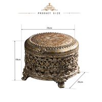 Yips LD-1203-0583 Boîte en bois européenne, style mi-siècle moderne, antique, classique, motif floral, décoration d'anniversaire, décoration de table, peinte à la main
