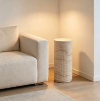 Table d'appoint rétro texturée effet pierre, pièce décorative créative en colonne romaine, base haute pour pot de fleurs, pour salon et balcon