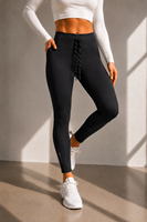 Leggings de yoga taille haute effet push-up avec poches cargo arrière, taille à cordon de serrage, pantalon de sport réfléchissant pour la course et la gym avec fermeture éclair
