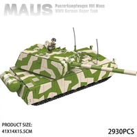 Serie militar de la Segunda Guerra Mundial pista de rata alemana modelo de tanque pesado juguete de construcción de ladrillos para niños regalo