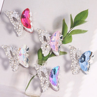 Perle papillon creuse à strass, trou droit, pour DIY stylo, téléphone, porte-clés, collier, accessoires de chaîne de sac