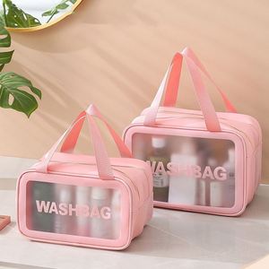 Trousse de Toilette Portable Grande Capacité avec Séparation Sec/Humide, Fermeture Éclair, Double Sac de Maquillage Tendance, Étui de Toilette Étanche - Product Image 2