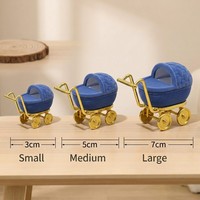 Boîte à bijoux vintage bleue en forme de poussette, étui à bibelots en plastique écologique avec roues dorées, personnalisable, cadeau de naissance, boîte à souvenirs
