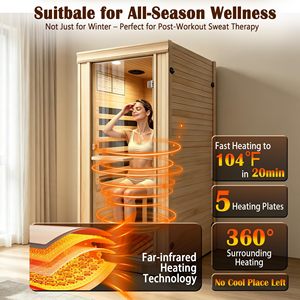 Ambohr US Stocks 1 Person Indoor Infrared Saunas Canadian Hemlock Wood Low EMF Dry Sauna 48hours Ship Out Home Gym Fitness Use - Product Image 6