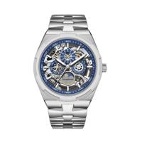 HANBORO Montre mécanique sport entièrement automatique pour homme en alliage étanche lumineux en acier inoxydable avec cadran en verre et pointeur de fenêtre