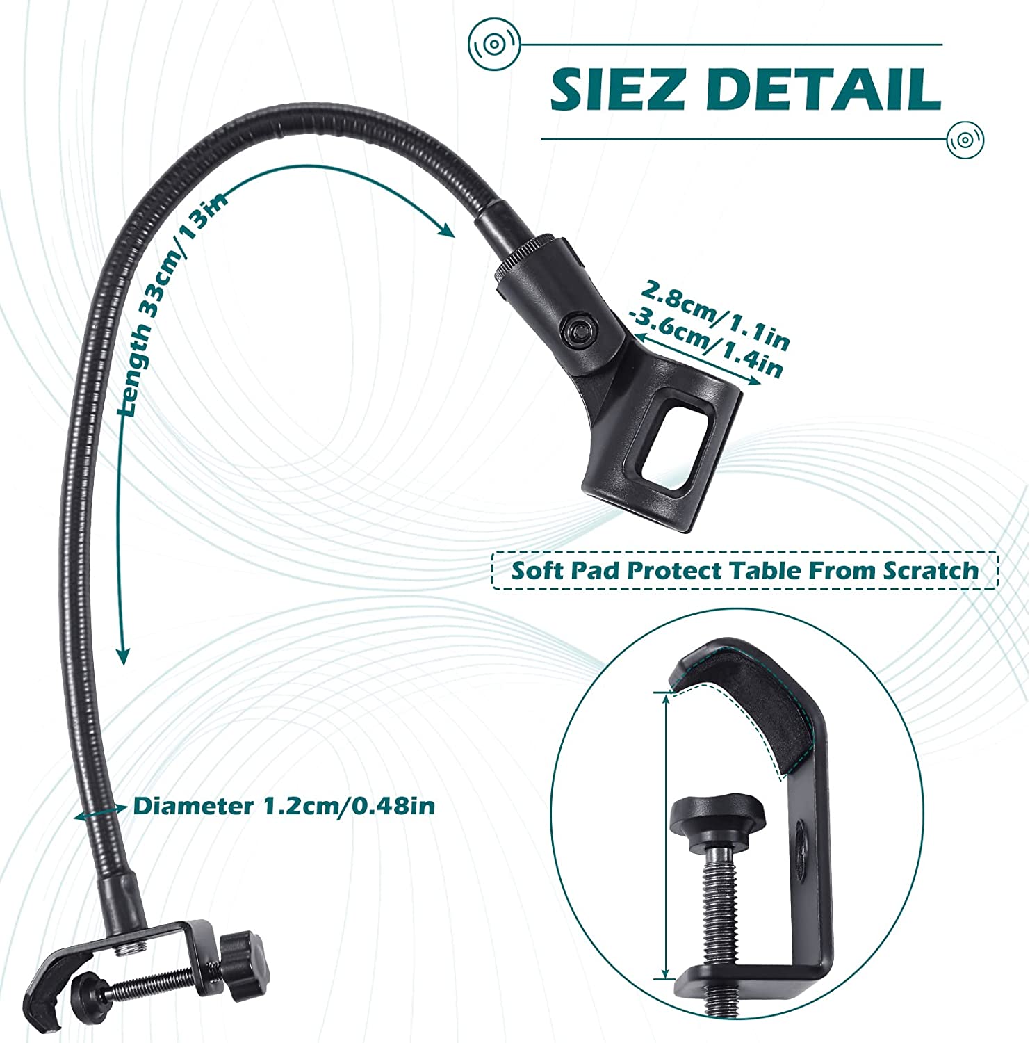 Soporte Flexible De Micrófono Con Cuello De Cisne Y Abrazadera – Ajustable 360° Para Escritorio, Gaming Y Podcasts