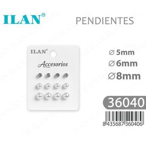Orecchini a perla ILAN 5mm 6mm 8mm colore argento, accessori di gioielleria - Product Image 1