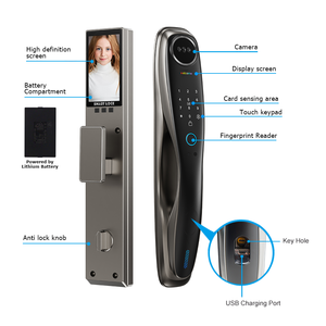 Tysh 3D thông minh Khóa cửa kỹ thuật số intercom khóa cửa thông minh với máy ảnh và vân tay tuya App Wifi từ xa khóa cửa - Product Image 3