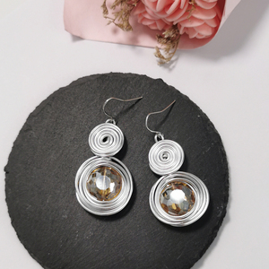 HANSIDON-pendientes de cristal Vintage helicoidales de alambre, joyería chapada en oro, con cuentas, accesorios - Product Image 5