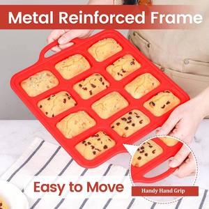 Moule à gâteau rectangulaire en silicone avec cadre métallique renforcé, antiadhésif, sans BPA, 12 cavités, certifié LFGB, de la marque MUYULINS - Product Image 4