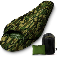 Sac de couchage mummy imperméable et léger en nylon 3 saisons avec rembourrage 90% duvet de canard, couleur camouflage, longueur extra longue pour adultes