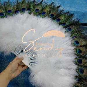 พัดทำมือขนนุ่มขน<span class=keywords><strong>นกยูง</strong></span>สำหรับงานปาร์ตี้การแสดงบนเวทีงานแต่งงาน - Product Image 5