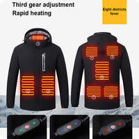 Sweat à capuche USB léger pour hommes 8 zones de chauffage Veste chauffante chaude d'hiver Caractéristique coupe-vent Fermeture à glissière Batterie non incluse