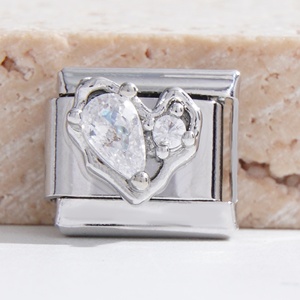 Wholesale High Quality Trendy DIY <b>Crystal</b> Rhinestone Charm <b>Bracelet</b> with Enamel Diamond and Italian Charms Gold Plated - Product Image 6