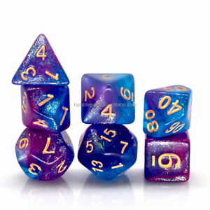 HS Galaxy sur mesure 7 <span class=keywords><strong>PC</strong></span> D20 polyédrique acrylique paillettes RPG mdn jeu de dés taille 16mm avec jeu de société et boîte à dés - Product Image 1