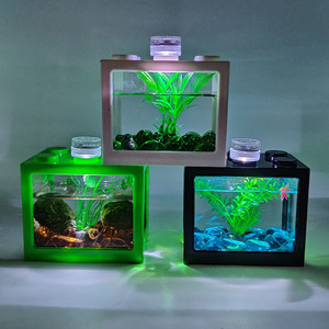Mini Acquario in Acrilico Componibile per Scrivania, Vasca Ecologica per Pesci <span class=keywords><strong>Betta</strong></span> - Product Image 1