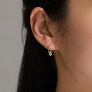 Anillo Abierto y Pendientes de Plata de Ley 925 con Lapislázuli y Diseño de Bambú para Mujer, Conjunto de Joyería de Lujo Vintage de Alta Gama - Product Image 3