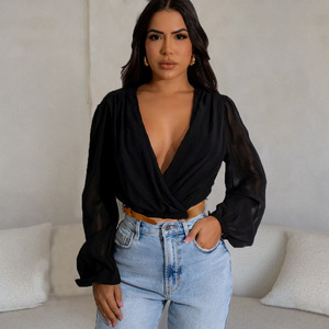 FS11336A vendita calda <span class=keywords><strong>vestiti</strong></span> manica lunga top <span class=keywords><strong>donna</strong></span> camicetta bianca - Product Image 4