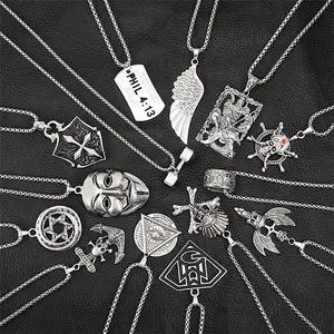 Collier hiphop avec pendentif en acier inoxydable, nouvelle collection de bijoux populaires - Product Image 1