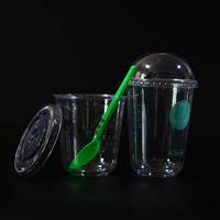 Gobelets en plastique transparent 12oz 16oz 24oz en PET haute transparence pour boissons froides avec couvercles plats/dôme, impression couleur personnalisée, vente en gros pour lait