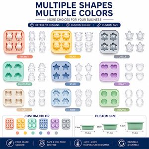 Vente en gros de moules à glaçons en silicone personnalisés en forme d'animaux 3D, OEM ODM, moule à glaçons pour boissons, moule à glaçons fantaisie - Product Image 3