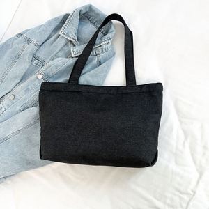 <b>Large</b> Capacity Denim Shoulder Bag with Simple Art <b>Fan</b> Design Going Out and Work Tote Basket Bag Made of Canvas - Product Image 6