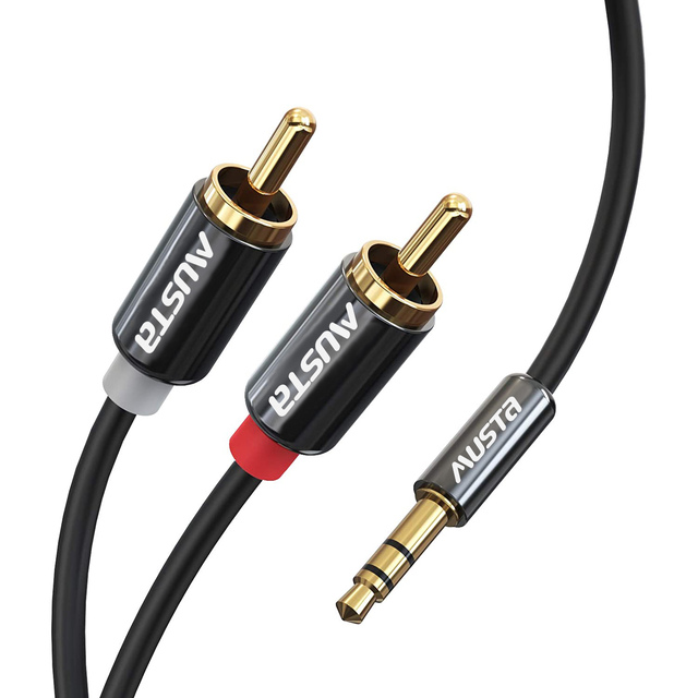 Hot Sale Aluminum Shell 3.5 mm Stereo Plug to 2 RCA Plug Gold Plated Pvc Jacket 3.5mm to 2 Rca Aux Audio 3.5mm to Rca Cable