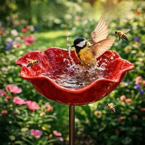 Décoration de jardin en fer forgé faite à la main en forme de fleur, abri pour pollinisateurs, attrape-colibris et papillons, pour cour et patio extérieur - Product Image 1