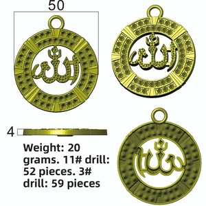 PD3133 Collier Hip-hop Personnalisé pour Homme, en Alliage Incrusté de Diamants, Symbole <span class=keywords><strong>Allah</strong></span>, Vente en Gros Fabricant pour l'Exportation - Product Image 2
