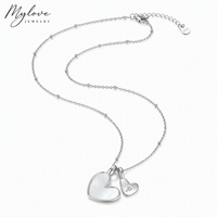 Bijoux personnalisés Mylove, romantiques, en argent sterling 925 rhodié, monogramme avec initiale, perle blanche et pendentif en forme de cœur pour femmes, cadeaux