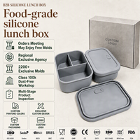 Voedselveilige siliconen bentobox, lekvrij, 3 compartimenten, magnetronbestendig, herbruikbare voedselcontainer voor kantoor, school, picknick, kinderen en volwassenen