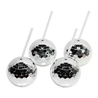18 PC Bulk Disco Ball-shaped Cups with Straws