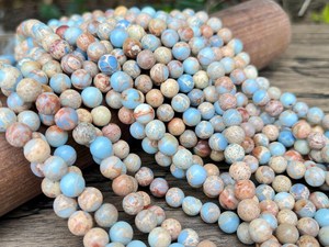 Perles de jaspe impérial bleu ciel naturel, lisses et rondes, 3mm 4mm 6mm 8mm 10mm, pour la fabrication de bijoux - Product Image 2