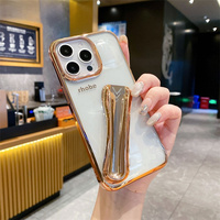 Nouvel Arrivage Coque de Téléphone Mobile Fille Brillant Transparent Rhodone Galavanisé avec Support Rouge à Lèvres pour iPhone 16 Pro Max - 11 Pro