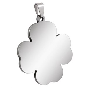 Ciondolo in Acciaio Placcato Oro con Grande Fiore 37x42mm, Charm Religioso per Bambini con Zirconi, Diamanti e Perle - Product Image 1