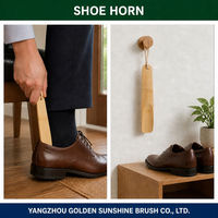 Chausse-pied en bambou naturel 18 cm, compact, en bois, finition mate, portable, pour voyage