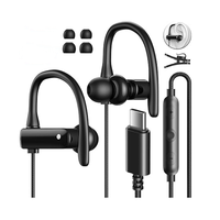 Oreillettes filaires USB-C ABS de construction durable avec câble tressé Pochette de transport Écouteurs type-c idéaux pour la course à pied Gym Sports